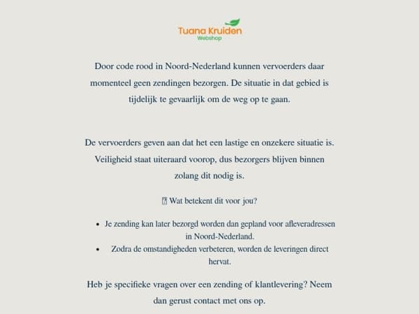 Vertraging mogelijk door code rood in Noord-Nederland