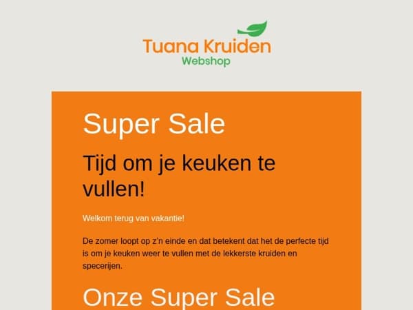 🌿 Super Sale bij Tuana – Tijd om je keuken te vullen! Tot 50% korting