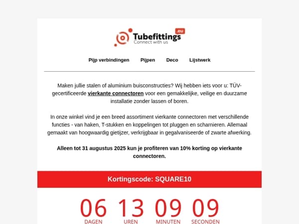 Robuuste vierkante koppelingen met TÜV-certificaat - nu in de aanbieding