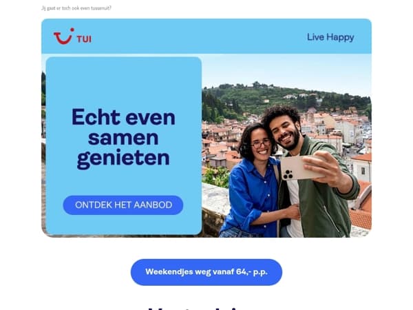 Vanaf 64,- p.p. een weekendje weg