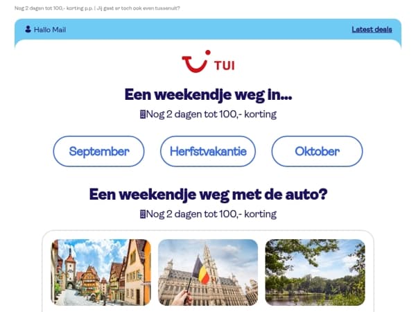 Vanaf 82,- p.p. een weekendje weg