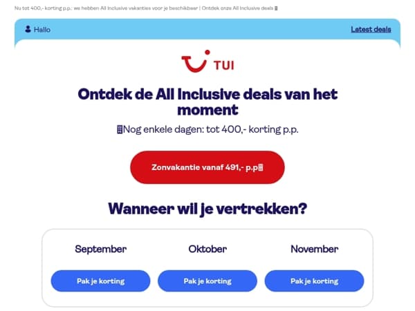  All Inclusive met korting vanaf 491,- p.p.  