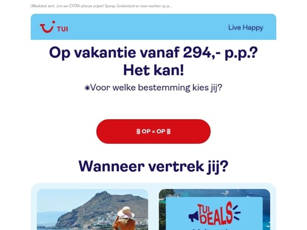 ⚪ 1 week weg vanaf 294,- p.p.? Het kan!