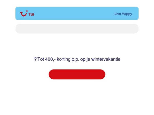 📨Je mail van TUI: hier is je 400,- korting op All Inclusive wintervakanties