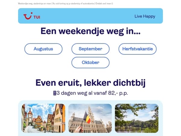 Vanaf 82,- p.p. een weekendje weg