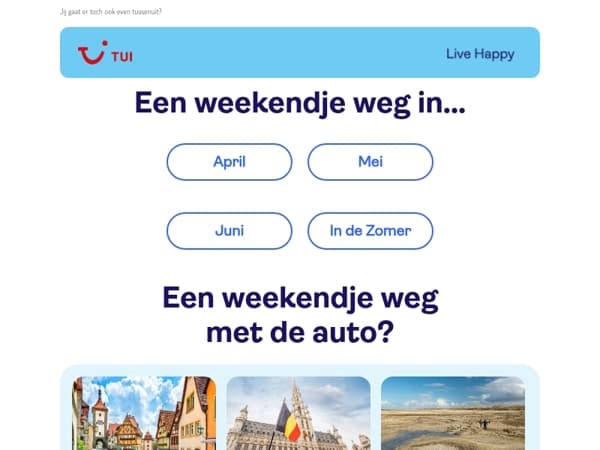 Vanaf 62,- p.p. een weekendje weg