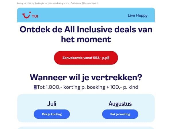 Uitverkoop bij TUI: we hebben All Inclusive vakanties voor je beschikbaar