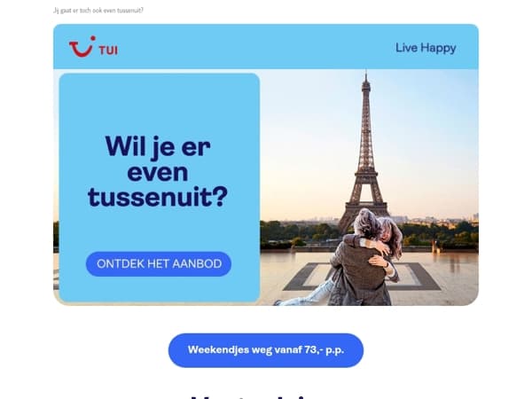 Vanaf 73,- p.p. een weekendje weg