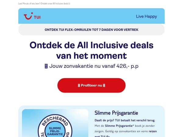  All Inclusive vanaf 426,- p.p. 