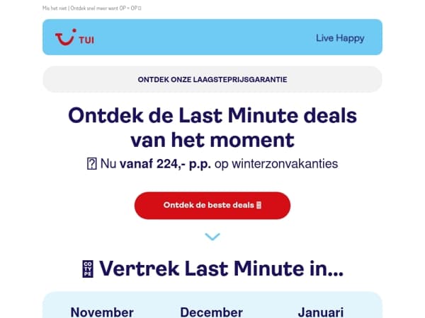 Last Minute weg? Nu al vanaf 224,- p.p.