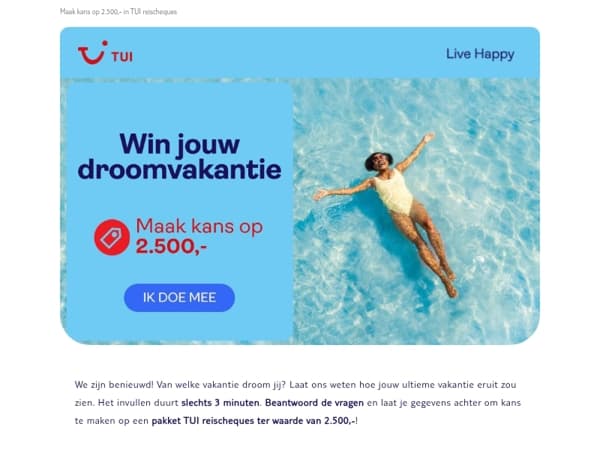 Win jouw TUI droomvakantie