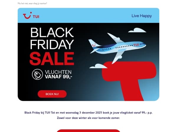 Black Friday: vliegtickets vanaf 99,- p.p.