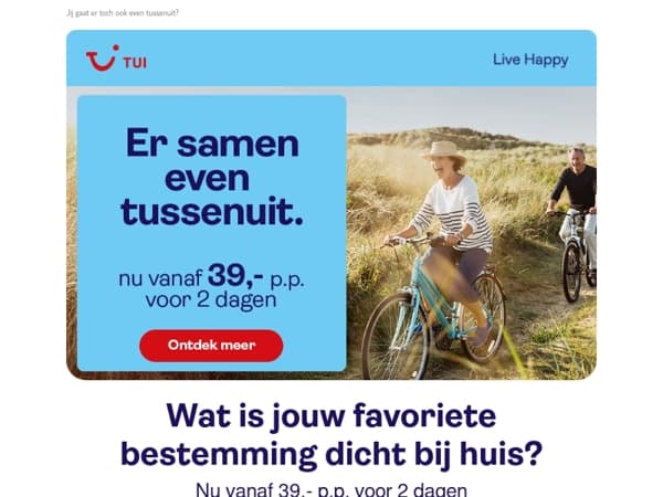 Weekendje weg vanaf 39,- p.p. voor 2 dagen