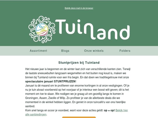 Stuntprijzen bij Tuinland in januari: profiteer nu! ⏰