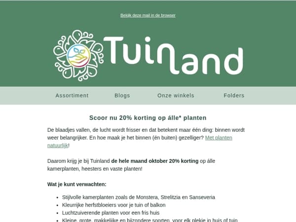 Het is herfst: profiteer nu van 20% korting bij Tuinland