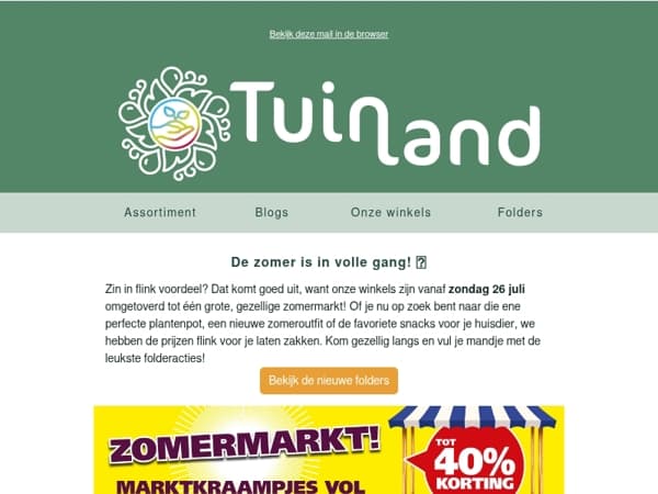 🎪 Tuinland Zomermarkt: tot 40% korting! Bekijk de nieuwe folders