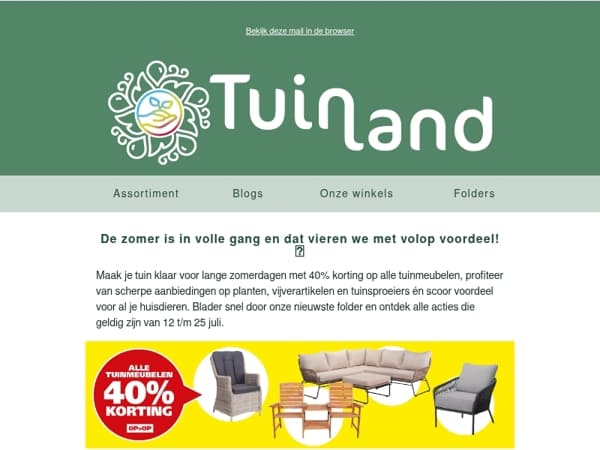Zomer bij Tuinland: 40% korting op tuinmeubelen! ☀️ Bekijk de folders