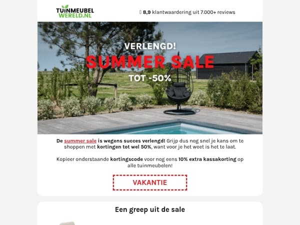De summer sale is verlengd!