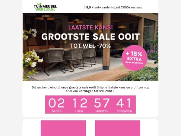 Mis je onze grootste sale ooit niet?!