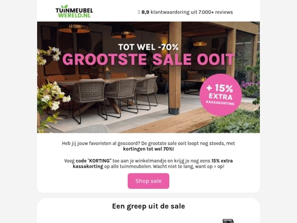 Kortingen tot wel -70% + -15%