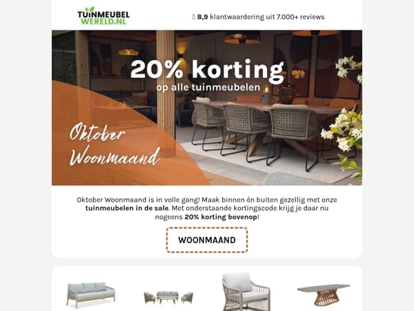 20% korting tijdens Oktober Woonmaand 🧡🍂