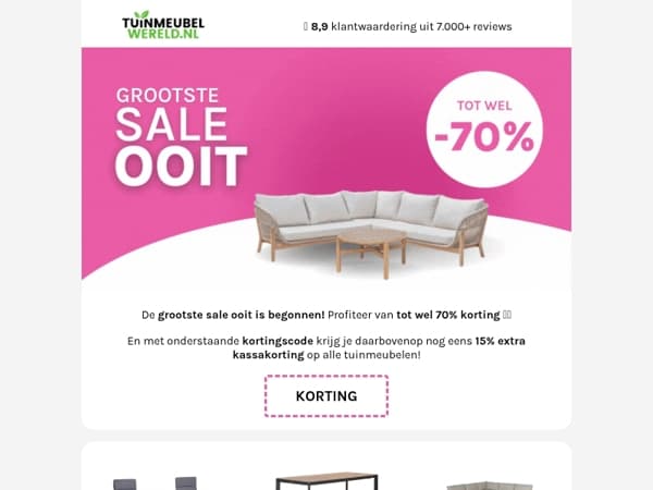 Tot -70% tijdens de grootste sale OOIT 🤩