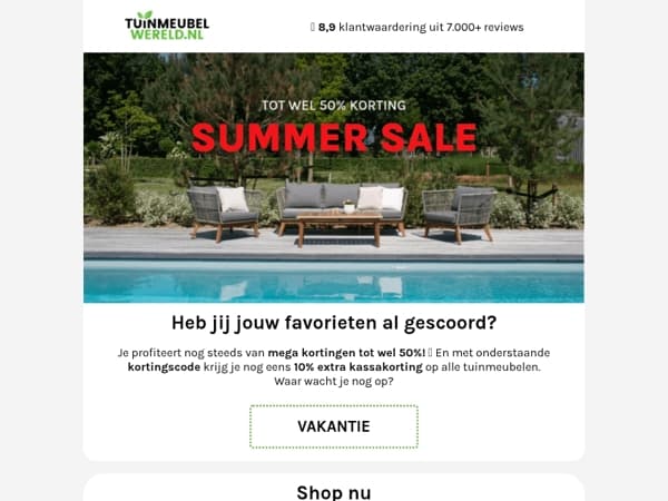 SUMMER SALE | Tot 50% korting + 10% extra