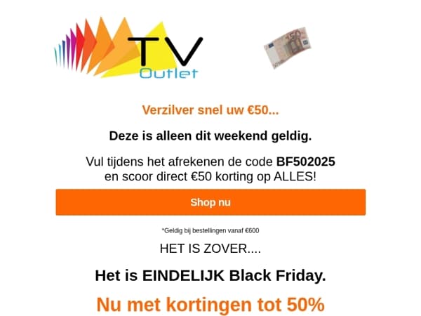 Beste Mailaanbiedingen, €50 staat voor je klaar.