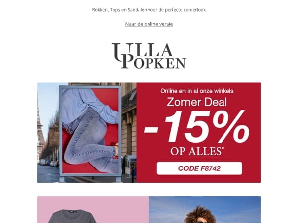 🚨 -15% korting op jurken, T-shirts & co.
