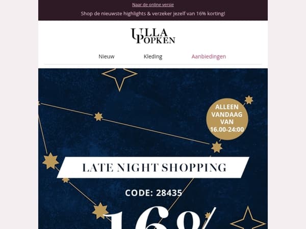 -16% op ALLES - alleen tot middernacht!🎯