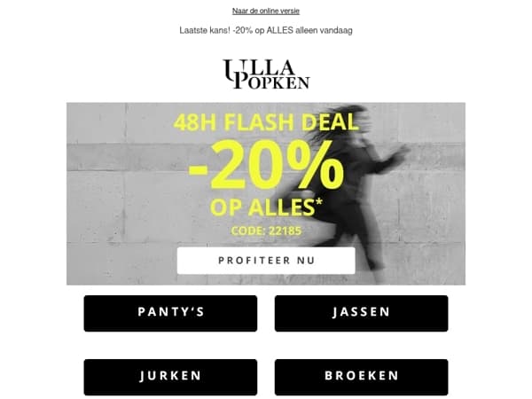 Laatste kans: profiteer van 20% korting op ALLES⚠️