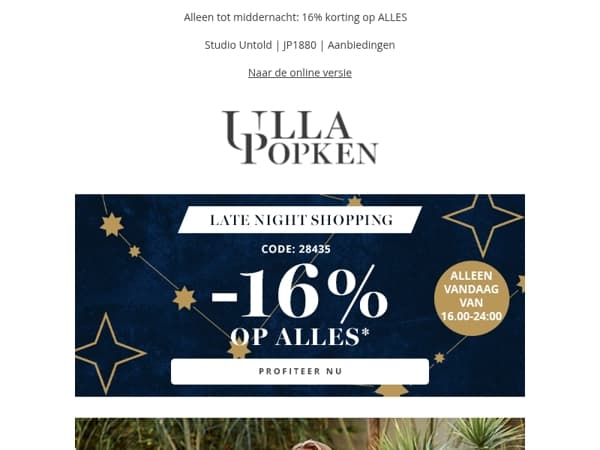 🎯 -16% korting bij late night shopping