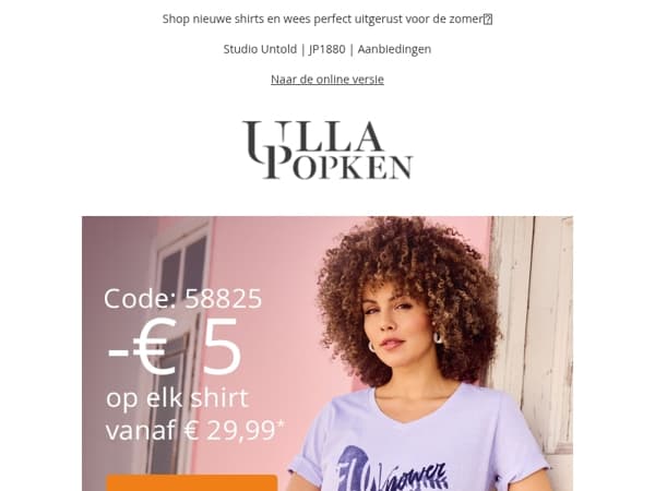 Pak je favoriete shirts nu met € 5 korting!