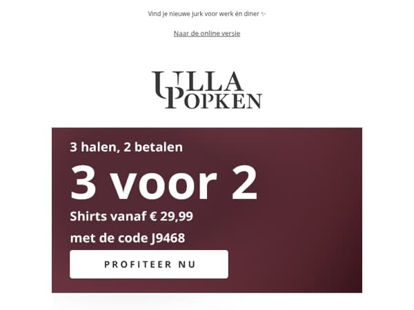 Alleen vandaag: 3 shirts voor de prijs van 2! 👕