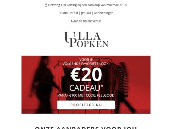 Laatste Kans ⏰  €20 cadeau bij een aankoop van minimaal €100 💥