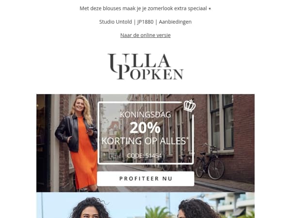 👑 Koningsdag knaller: 20% korting op ALLES