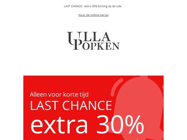 Alleen vandaag: Extra -30% korting op de sale🔥