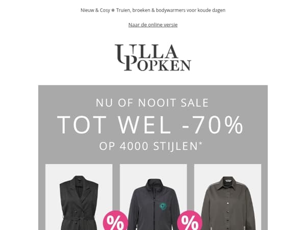 Laatste kans ⌛ Meer dan 4000 stijlen tot wel 70% afgeprijsd