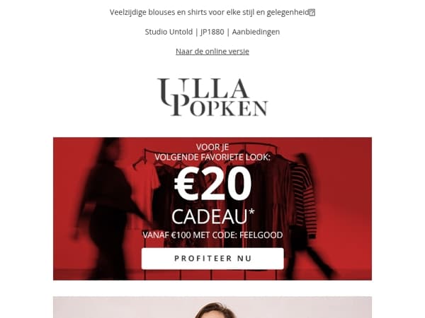 Alleen vandaag nog: €20 cadeau bij een aankoop van minimaal €100 💥