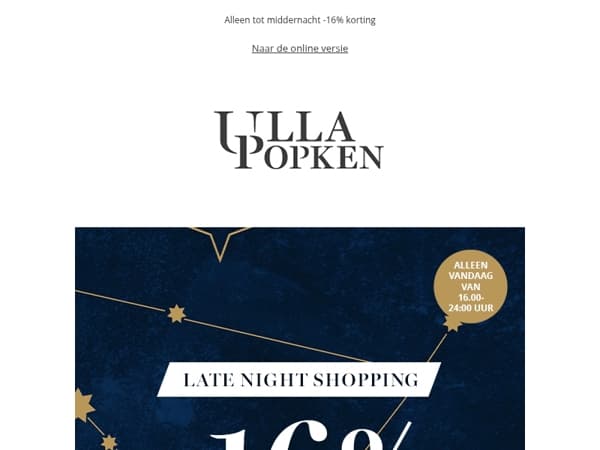 🎯 -16% korting bij late night shopping