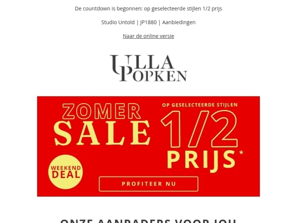 Mis het niet 💥 op geselecteerde stijlen 1/2 prijs