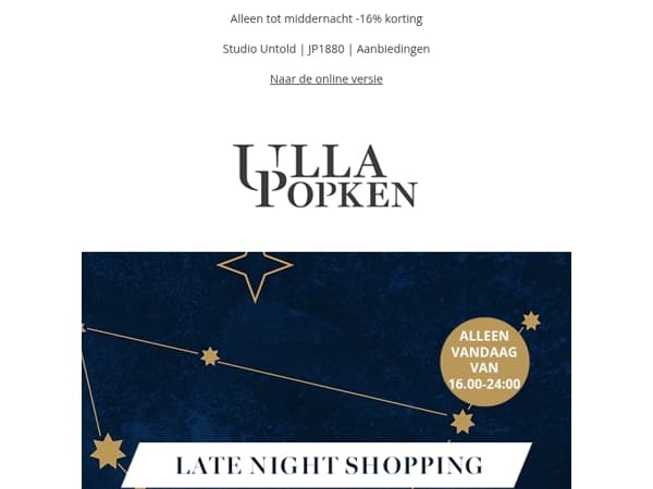 🎯 -16% korting bij late night shopping