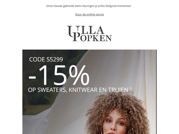 15% korting op knitwear, sweats & truien🎁✨