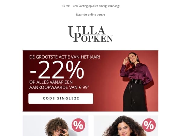 ⏰ Alleen vandaag: 22% korting op alles bij een bestelling vanaf € 99