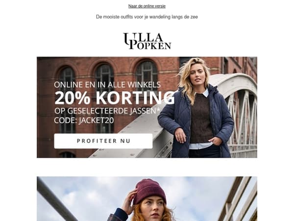 Wees er snel bij: profiteer van 20% korting op jassen!