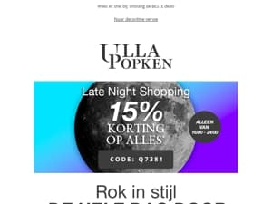 -15% korting op ALLES 🌙 Late Night Shopping