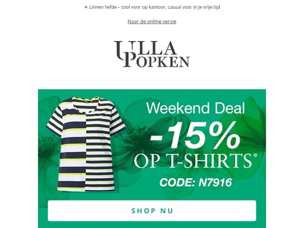 🔥 Weekend Deal: -15% op T-shirts