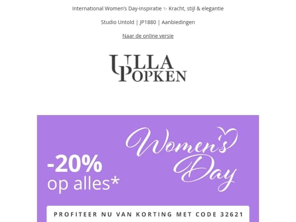 VOOR JOU: 20% korting op ALLES💌