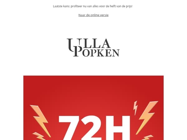 🕒 Tik-tak: ALLES voor de halve prijs loopt bijna ten einde!