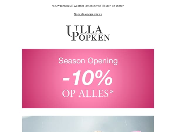 Seizoensopening: -10% op veel weerbestendige jassen 💥
